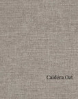 Textured gray fabric swatch with 'Caldera Oat' label in St. Albert