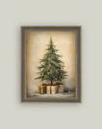 Christmas Tree + Gifts Vintage Print