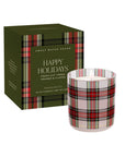 Happy Holidays Plaid Jar Candle