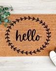 Hello Laurel Wreath Doormat