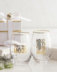 Stemless Wine Glass | Holly Jolly