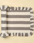 Ruffle Thick Stripe Table Runner | Grey