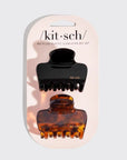 Medium Puffy Claw Clips 2pc Set | Black/Tortoise