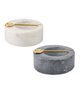 Round Marble Pinch Pot + Gold Spoon
