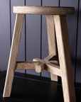 Reclaimed Elm Wood Round Stool