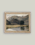 River Mountainside Framed Antique Art