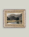River Mountainside Framed Antique Art
