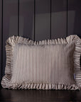 Ruffle Lumbar Striped Pillow | Brown