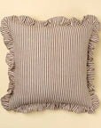 Ruffle Thin Stripe Pillow | Brown
