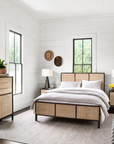 Sydney Bed | Black Wash, Natural Cane