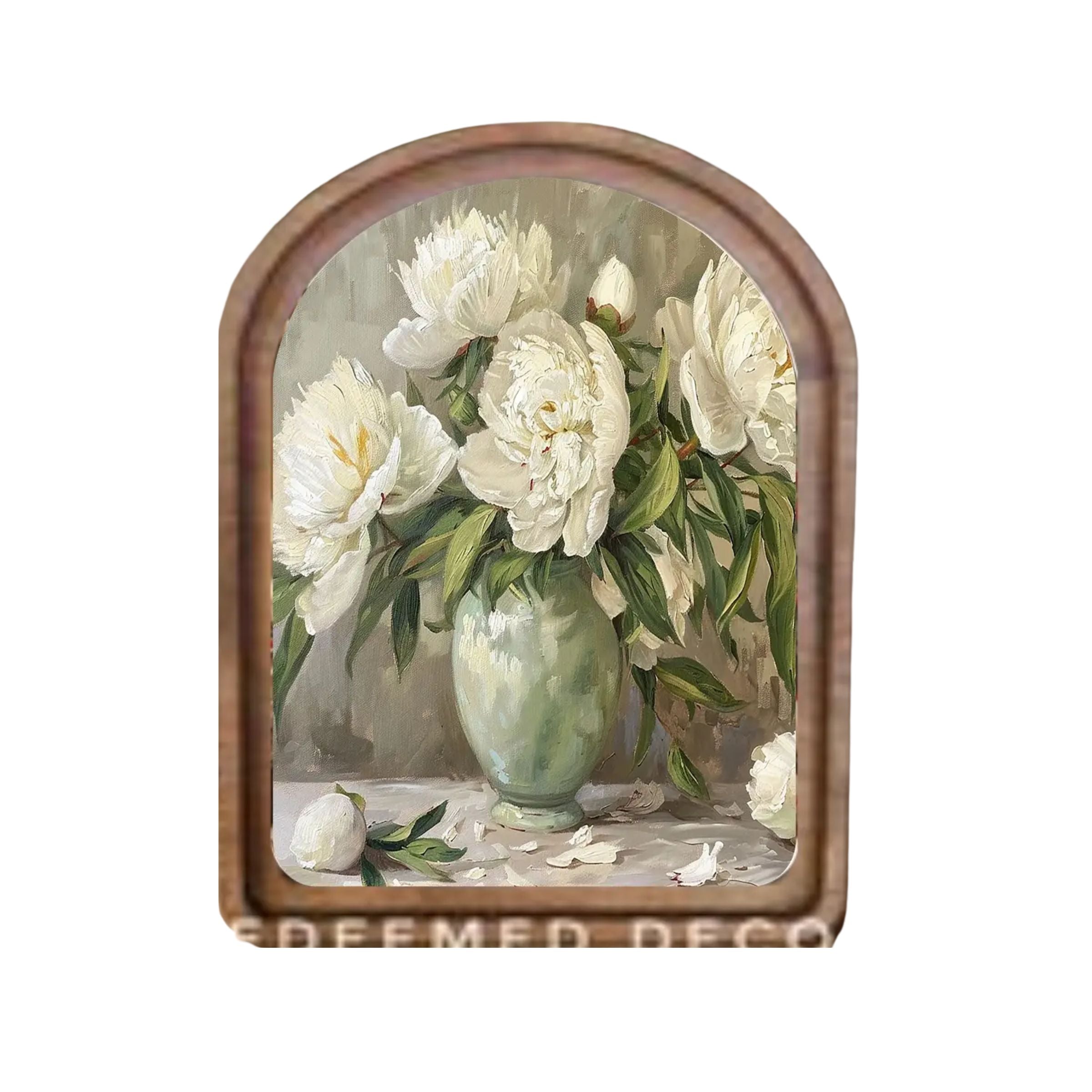 Arch Top Muted Peony Framed Art