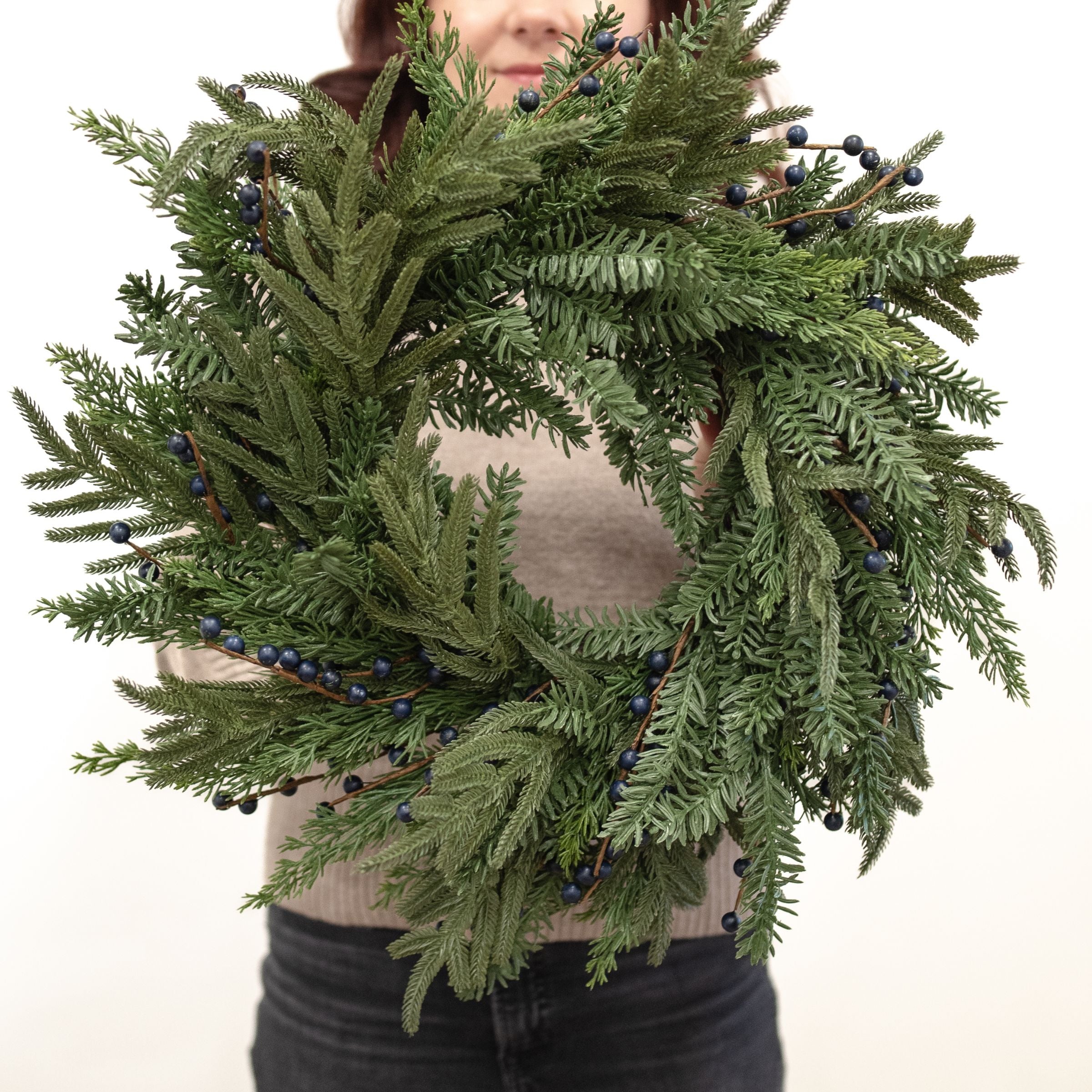Blueberry Evergreen Wreath 24&quot;
