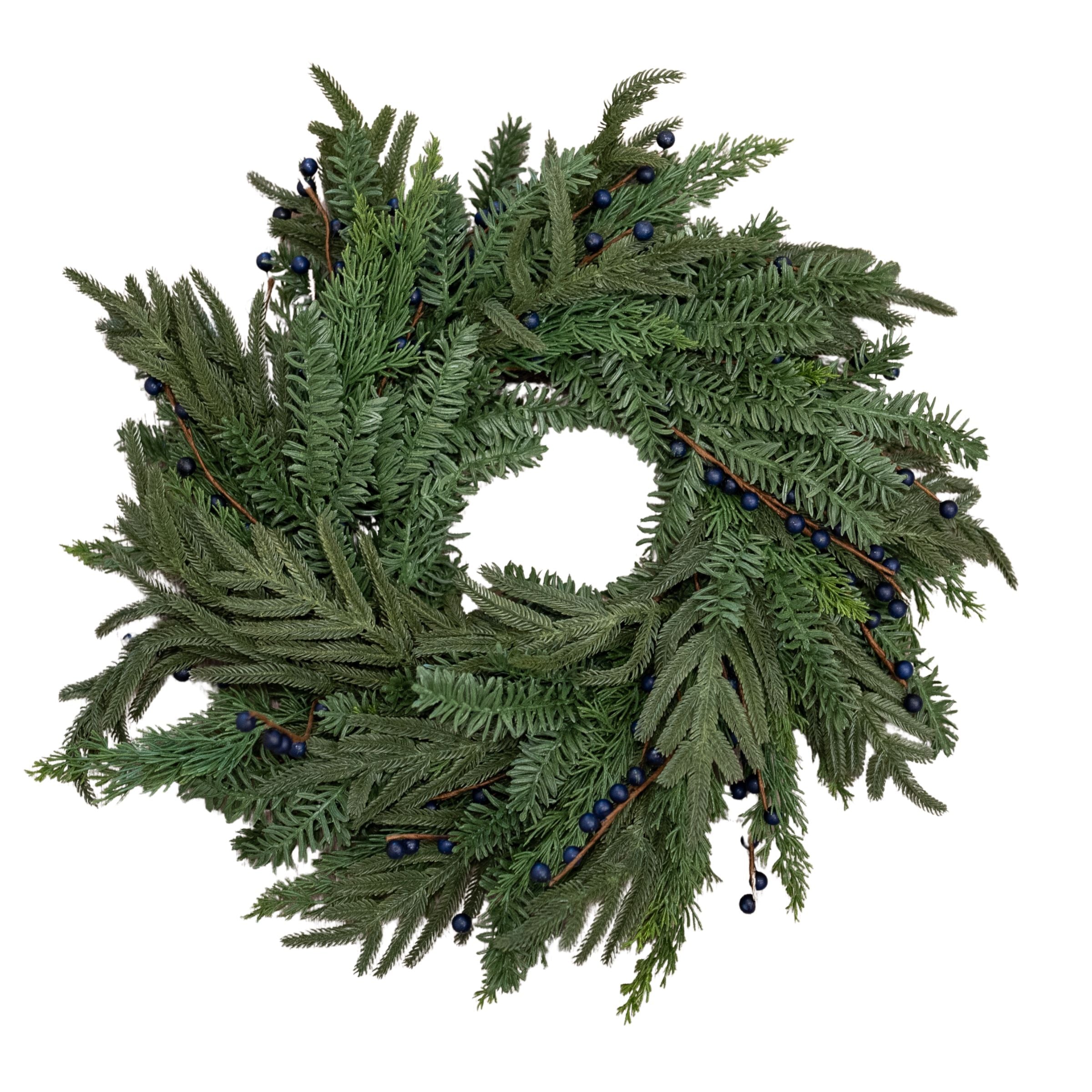 Blueberry Evergreen Wreath 24&quot;