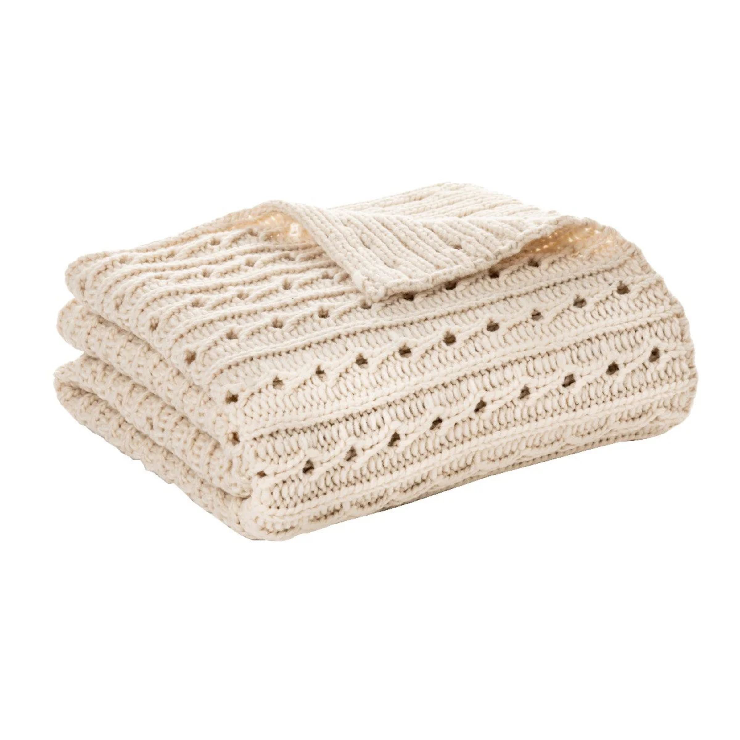 Dalida Cream Knit Throw