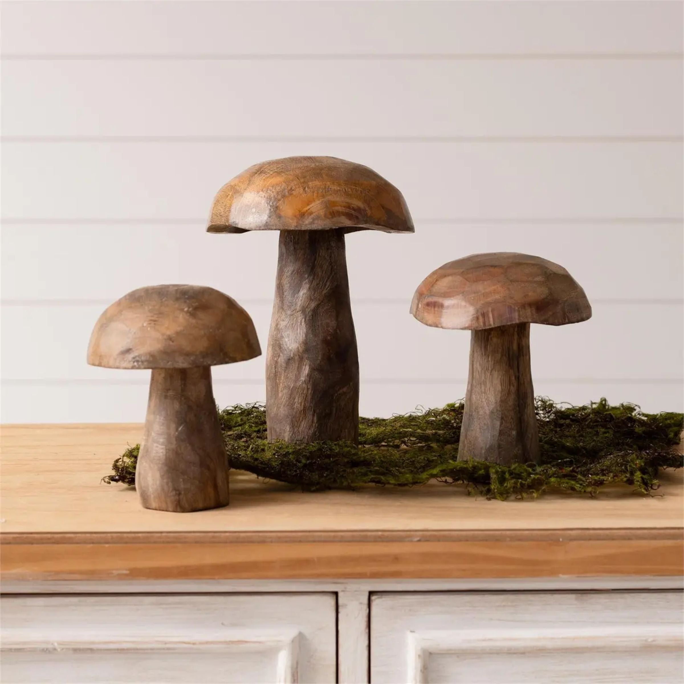 Carved Mushroom Decor