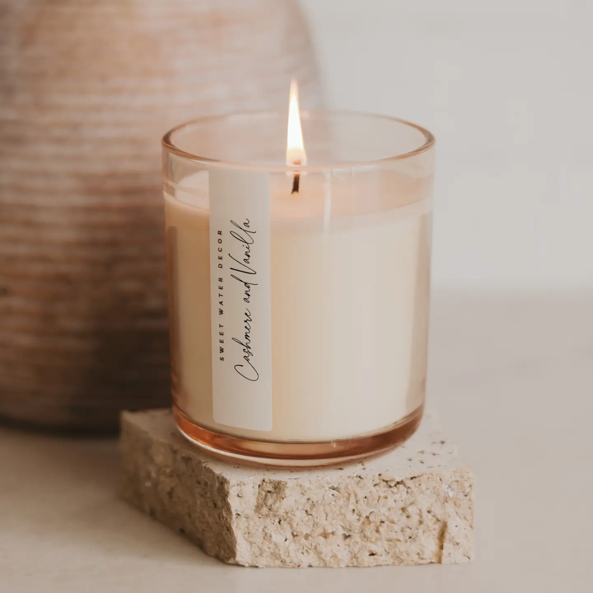 Cashmere + Vanilla Tan Glass Candle