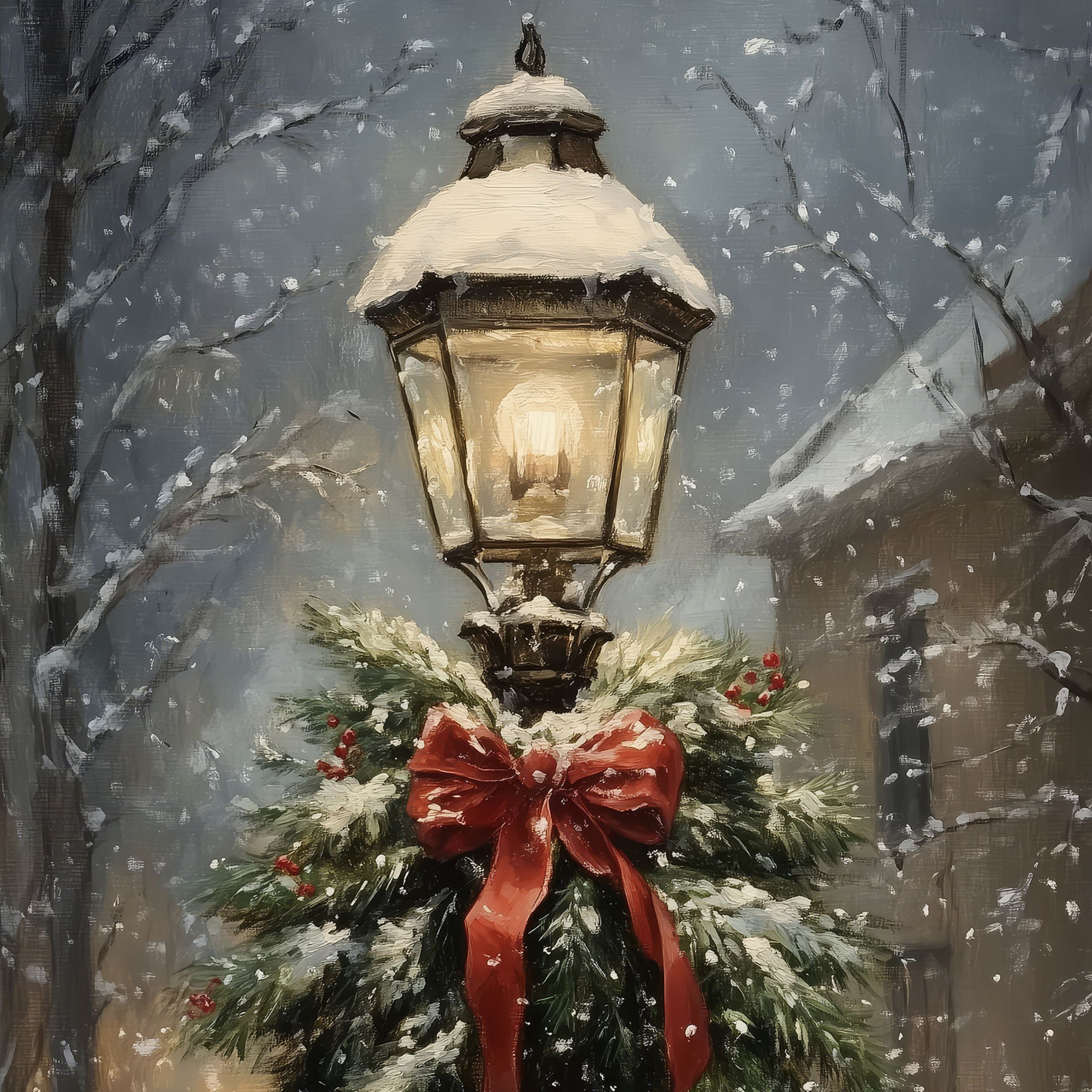 Christmas Lamp Vintage Print