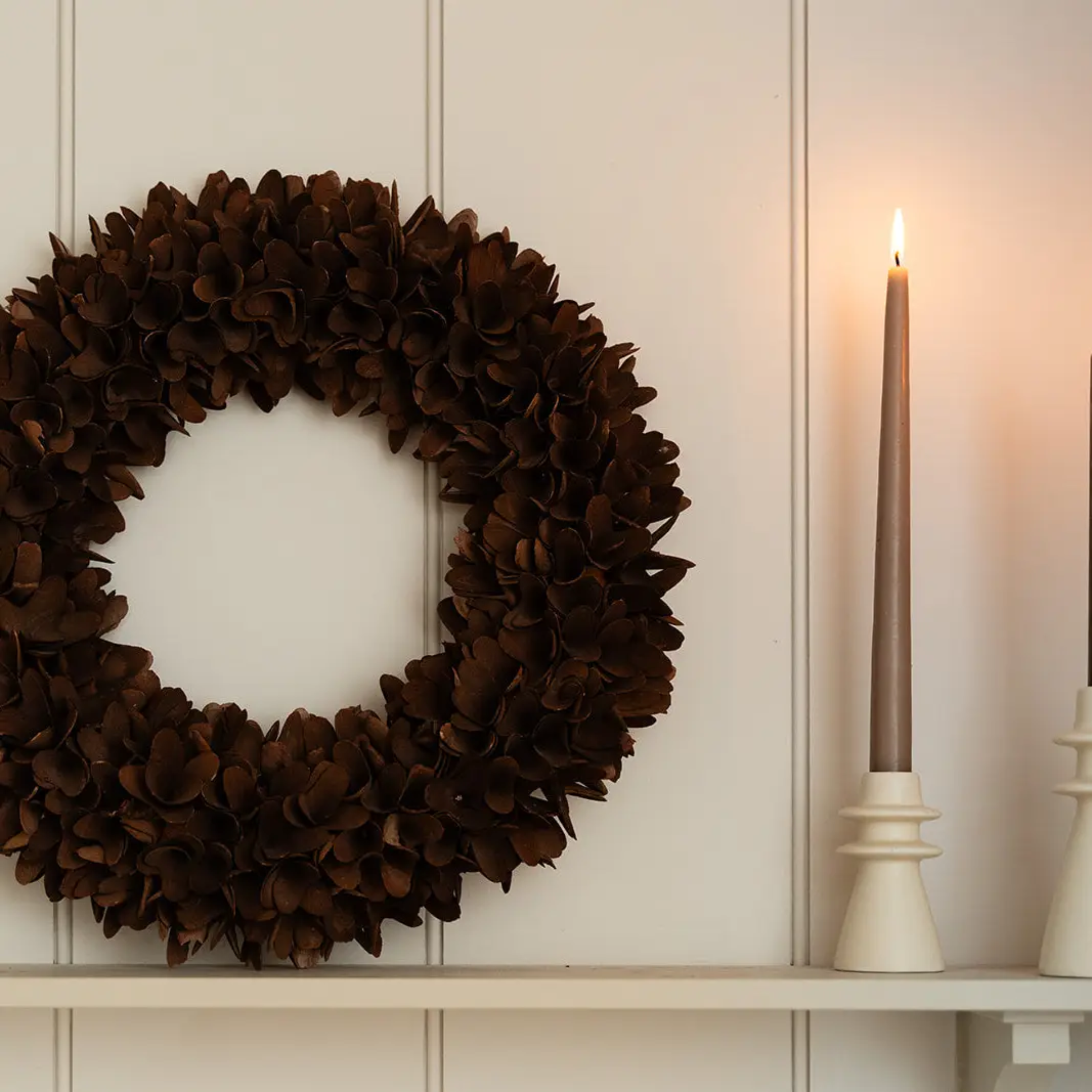 Dark Brown Wooden Wreath