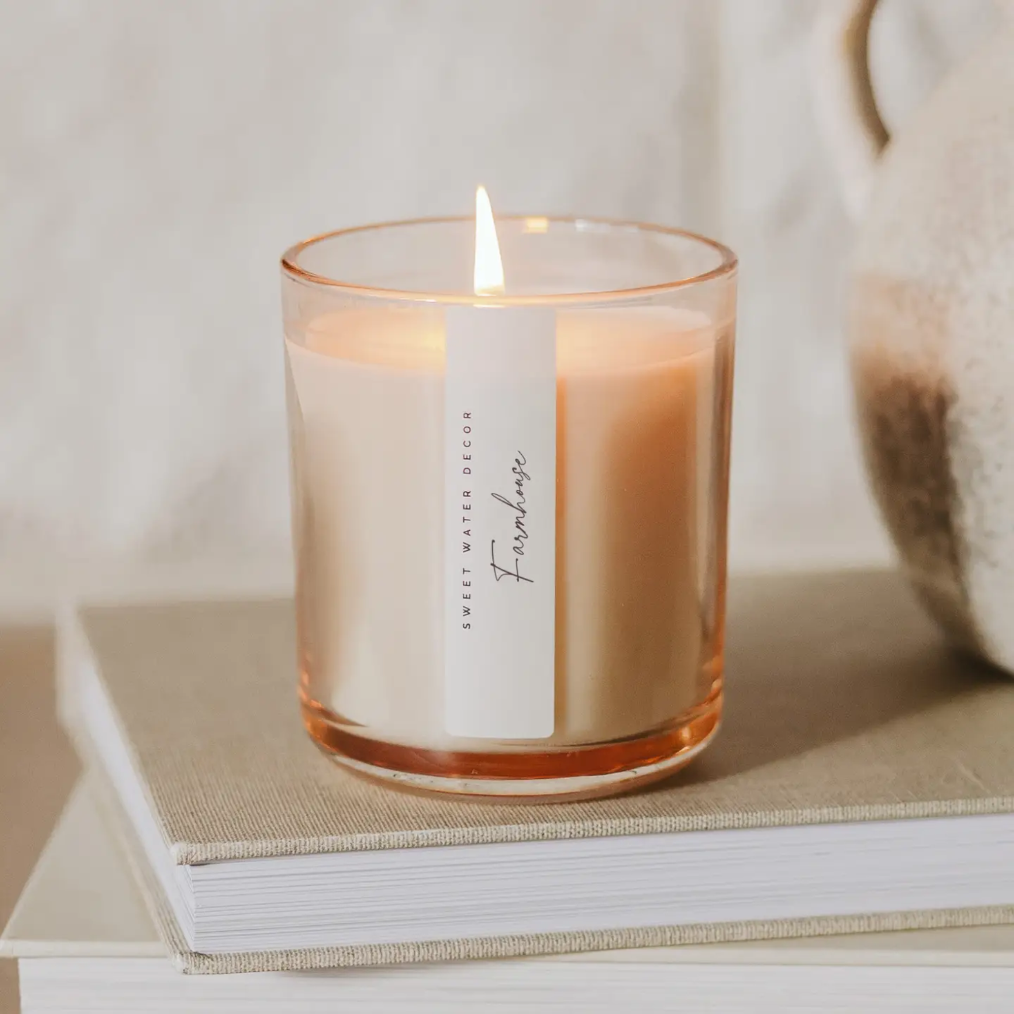 Farmhouse Tan Glass Candle