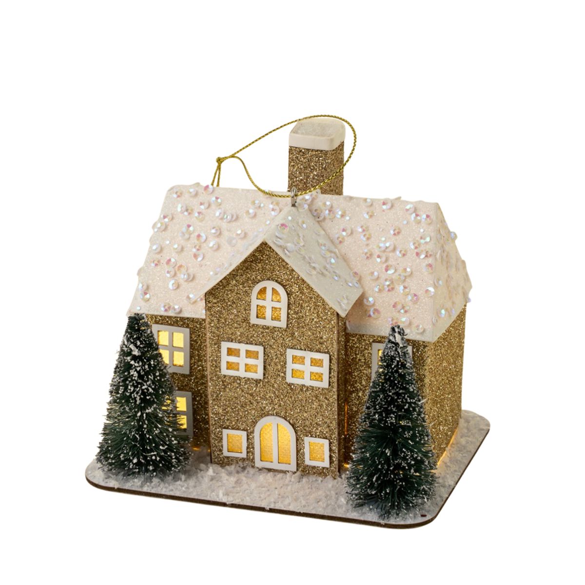 Glitter LED House Ornament