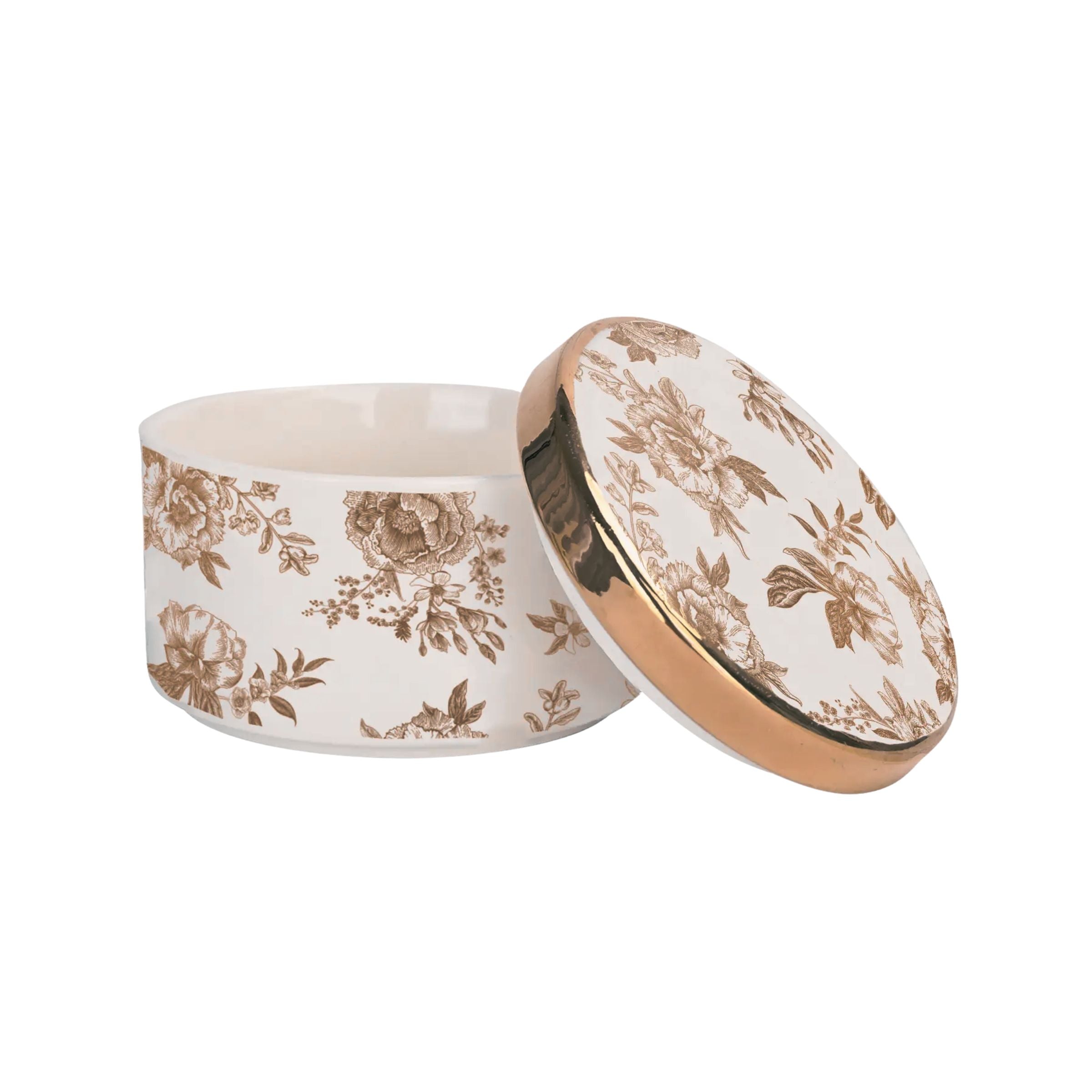 Gold Delft Trinket Dish With Lid