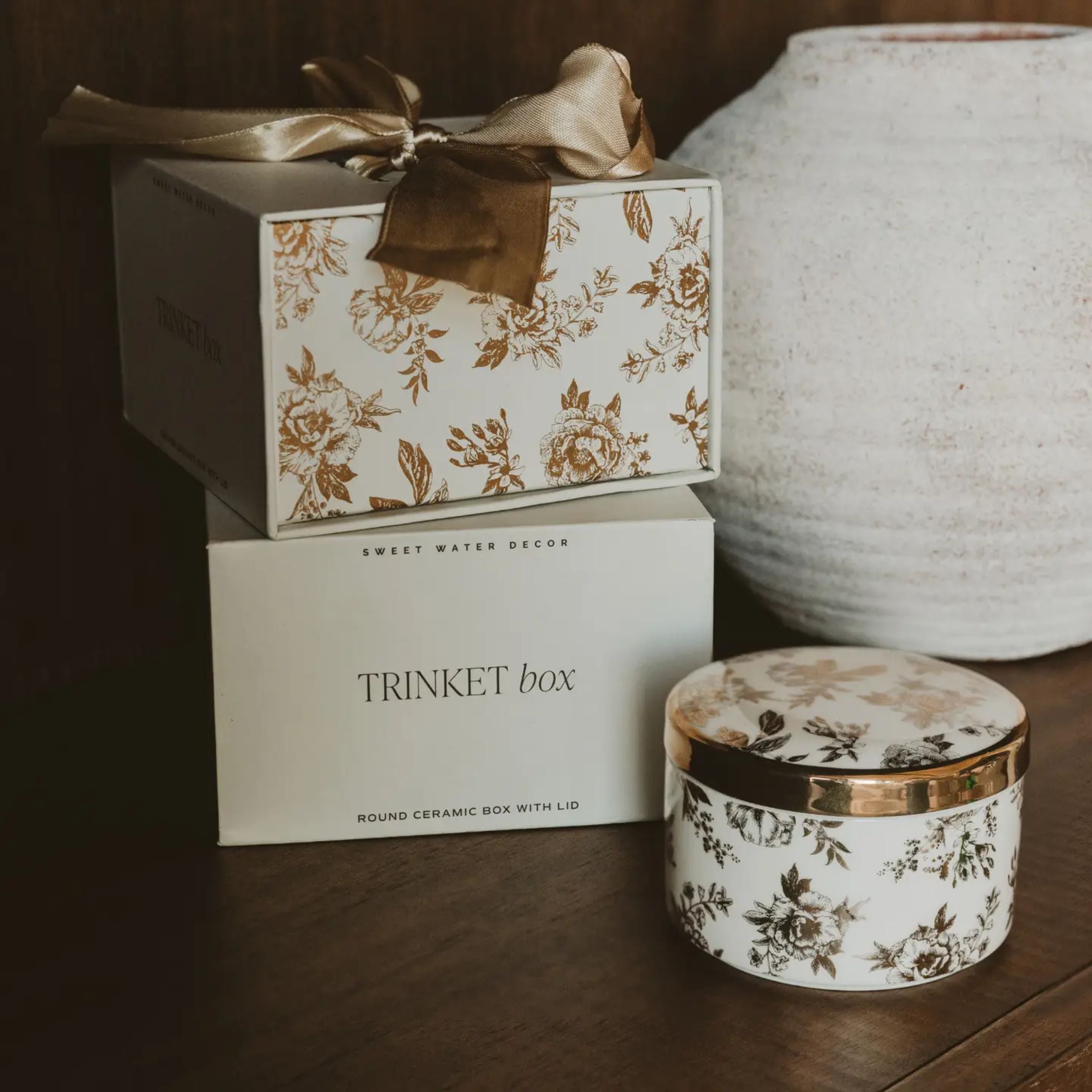 Gold Delft Trinket Dish With Lid