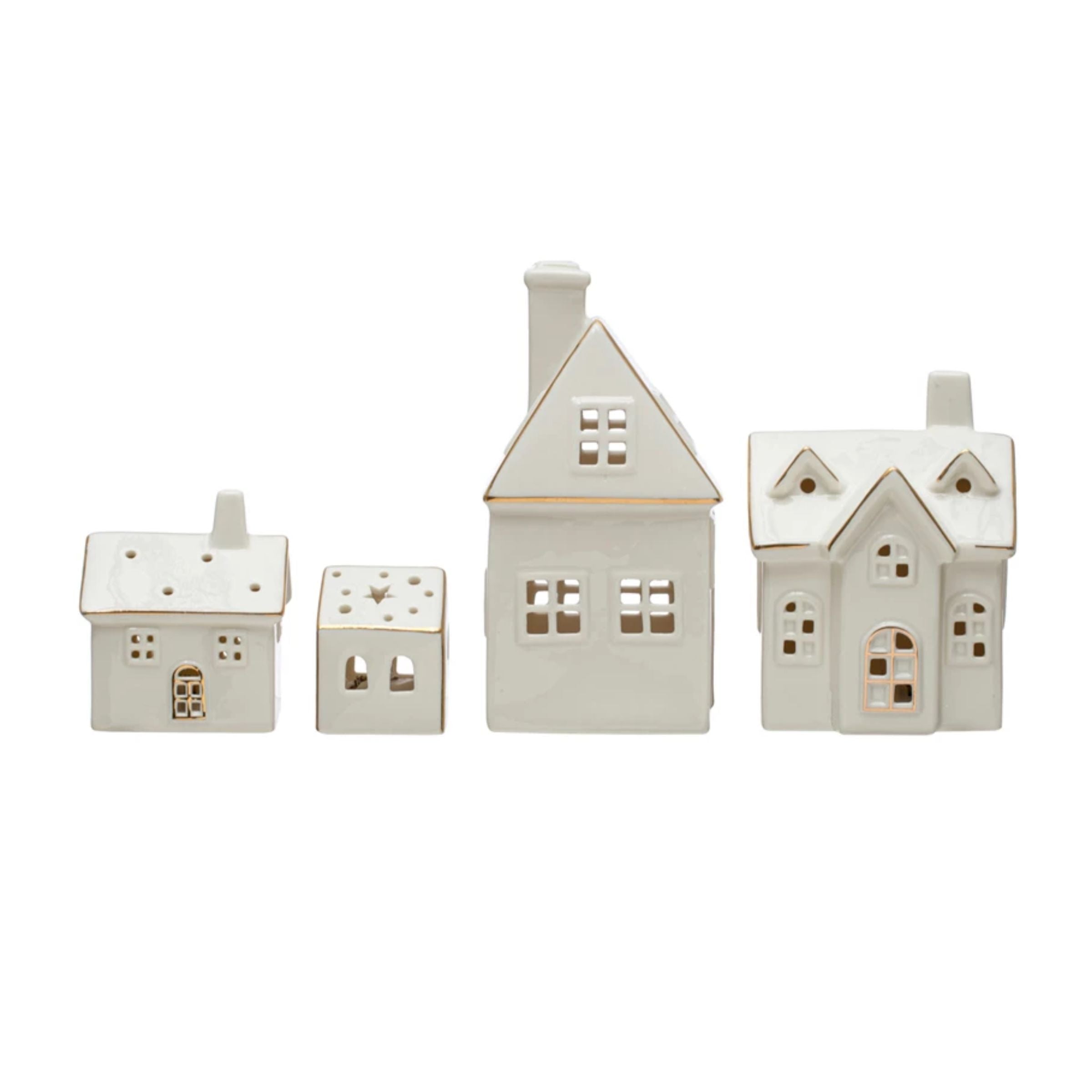 Stoneware Light Up Village | Set of 4