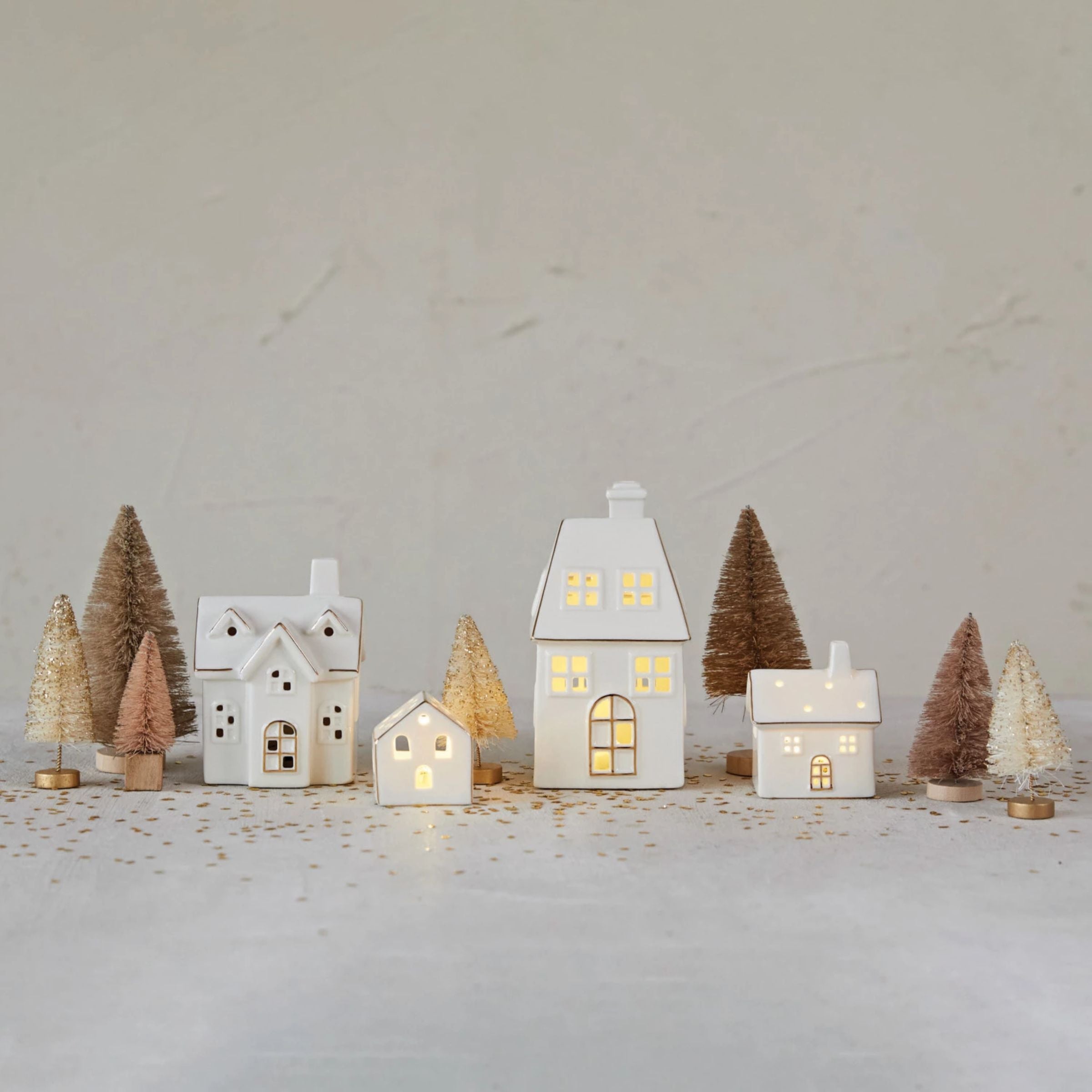 Stoneware Light Up Village | Set of 4