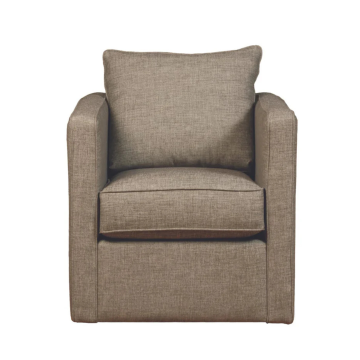 Brown swivel armchair with a pillow on a white background in St. Albert