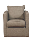Brown swivel armchair with a pillow on a white background in St. Albert