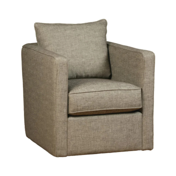 Brown upholstered armchair with a pillow on a white background