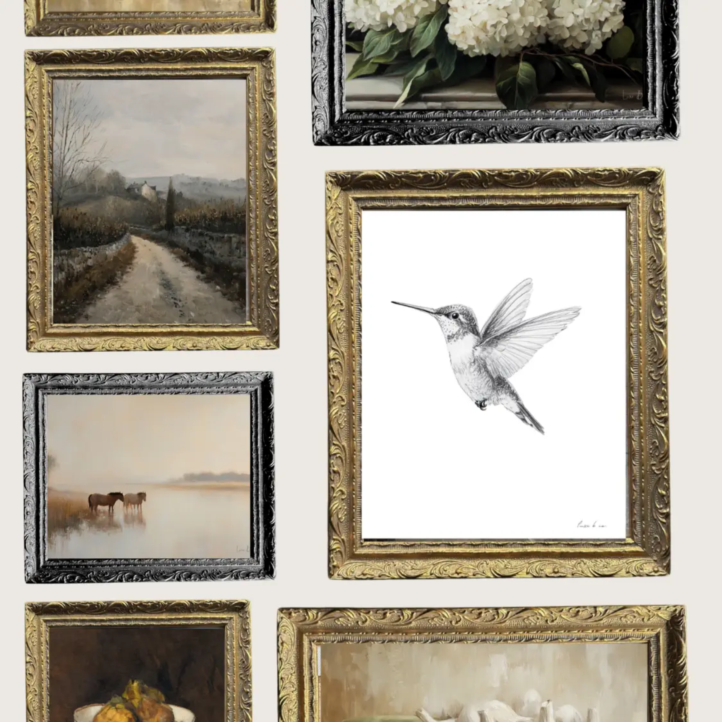 Hummingbird Sketch Vintage Print