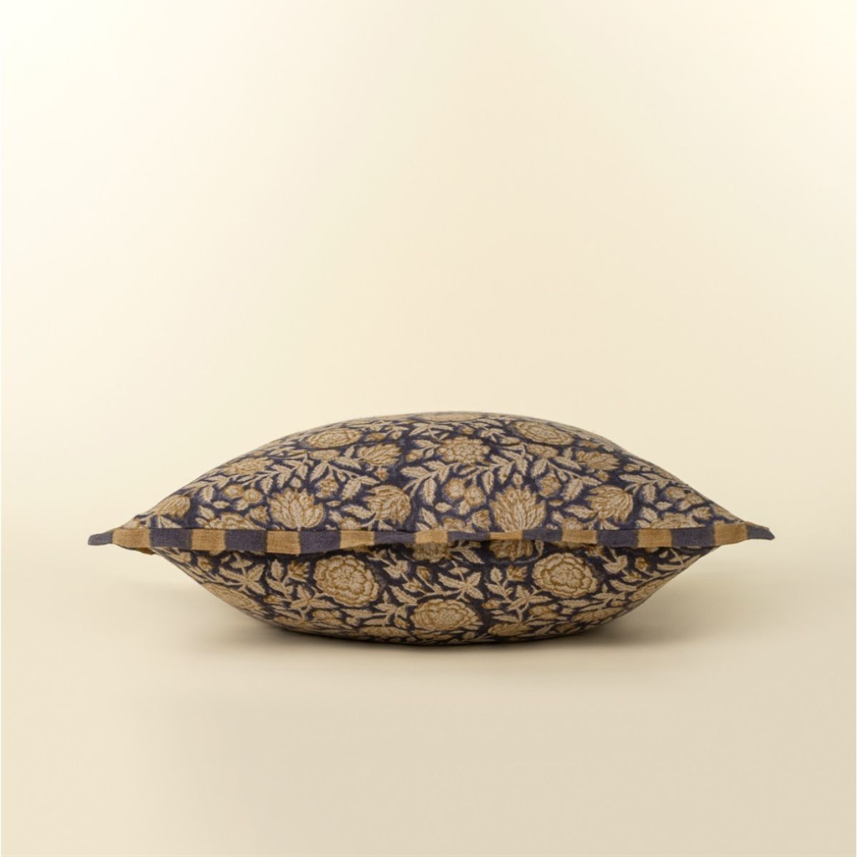 Floral &amp; Stripe Block Print Linen Pillow