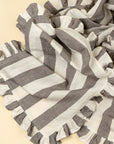 Ruffle Thick Stripe Table Runner | Grey
