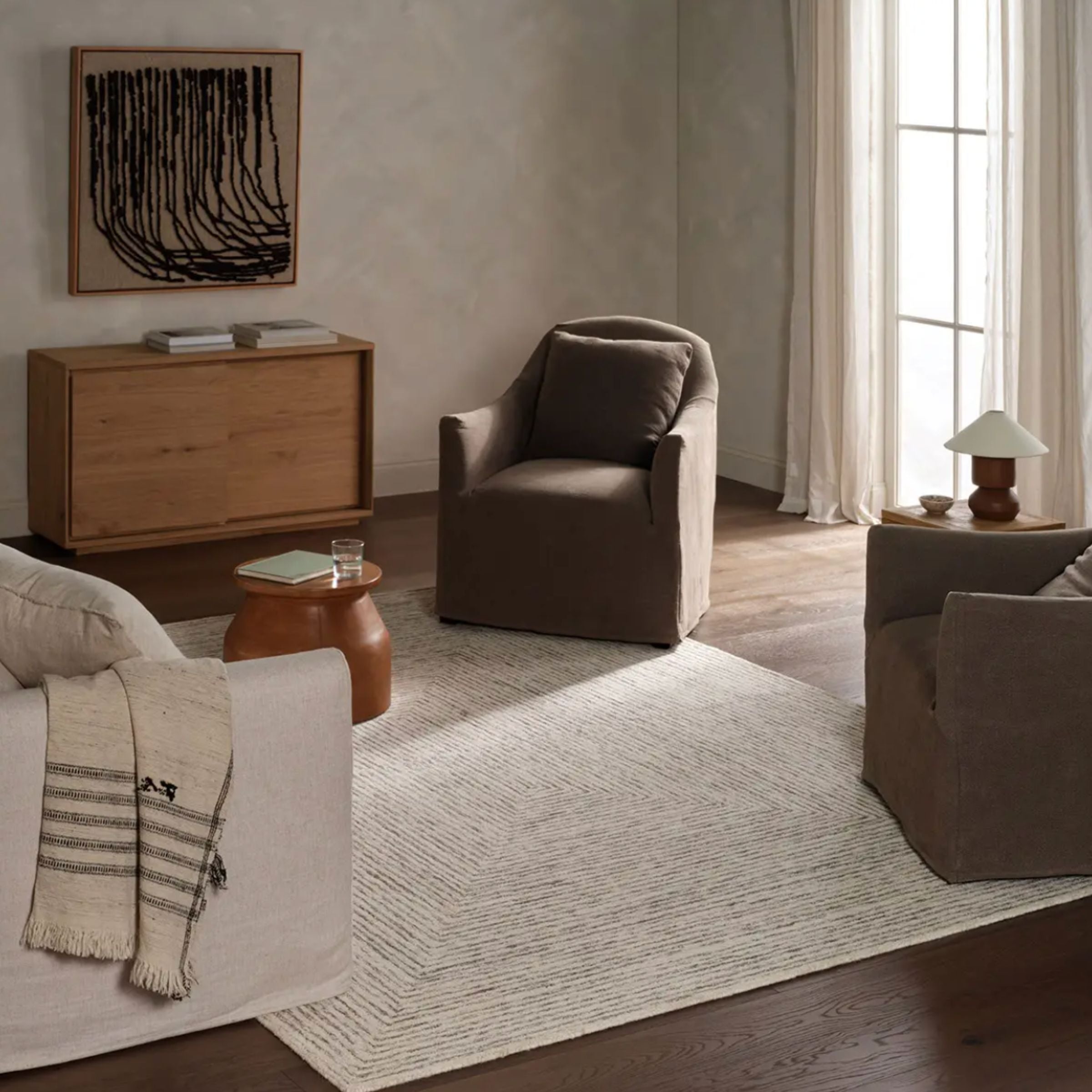 Kafes Rug | White/Tan