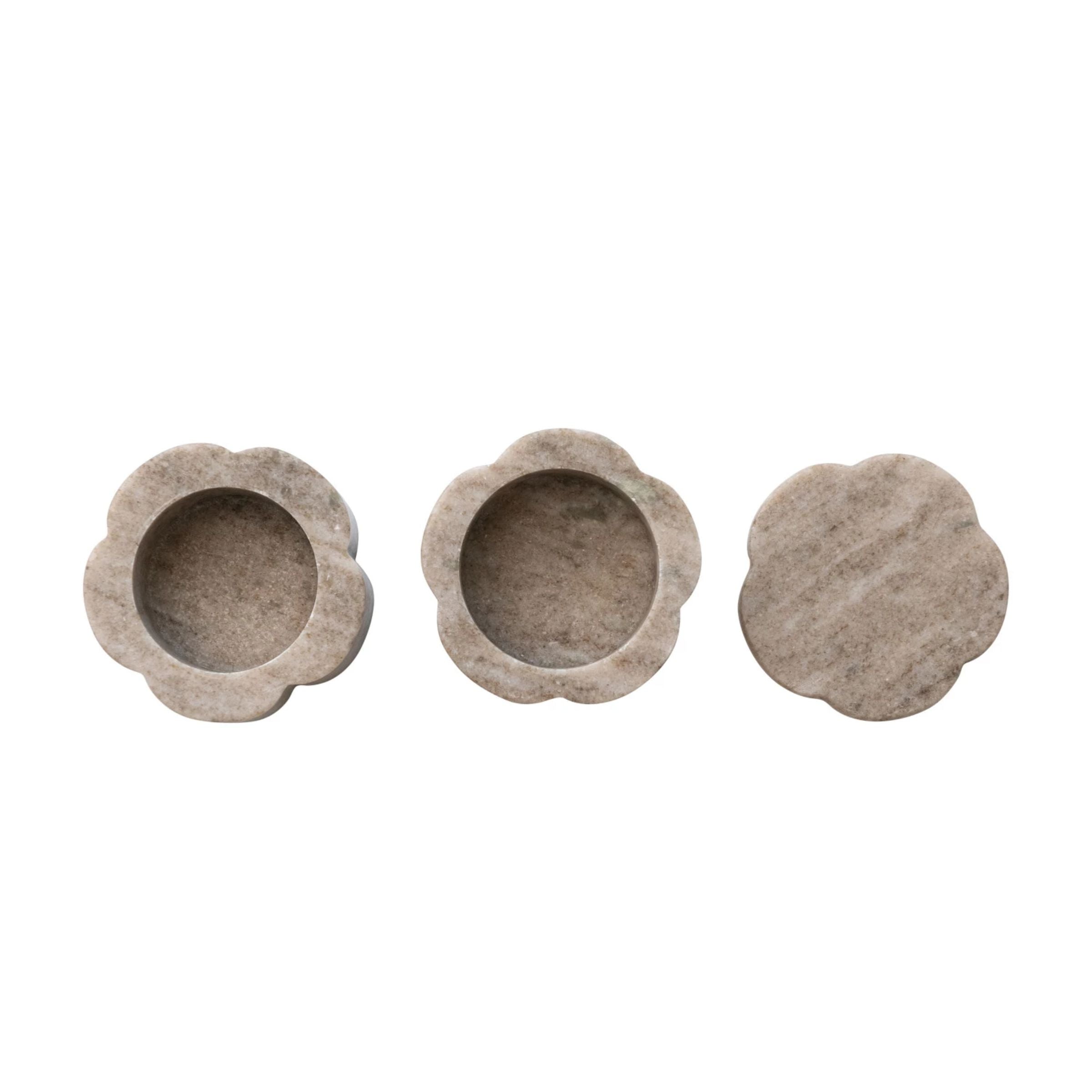 Marble Scalloped Stackable Pinch Pots