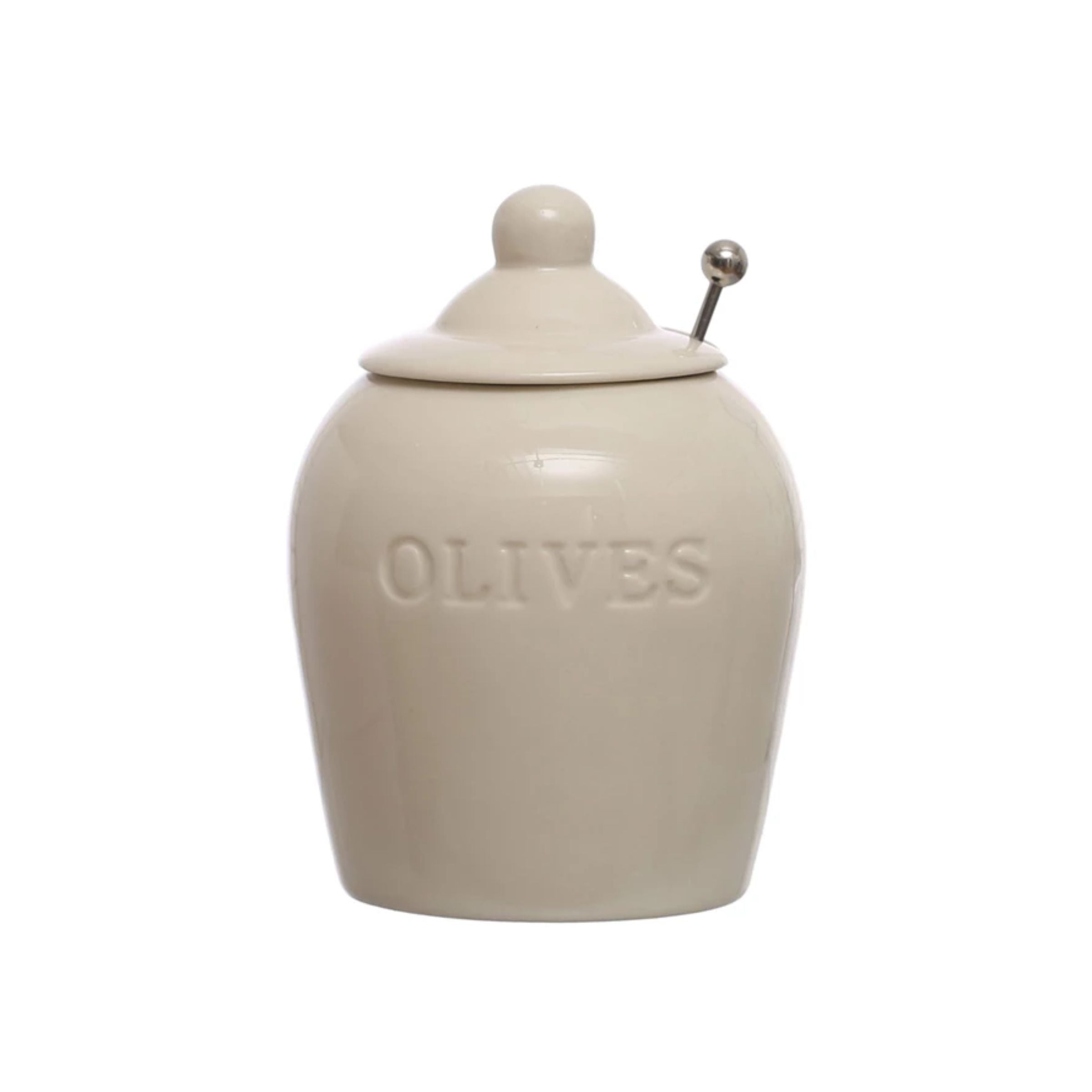 Olive Jar with Slotted Spoon