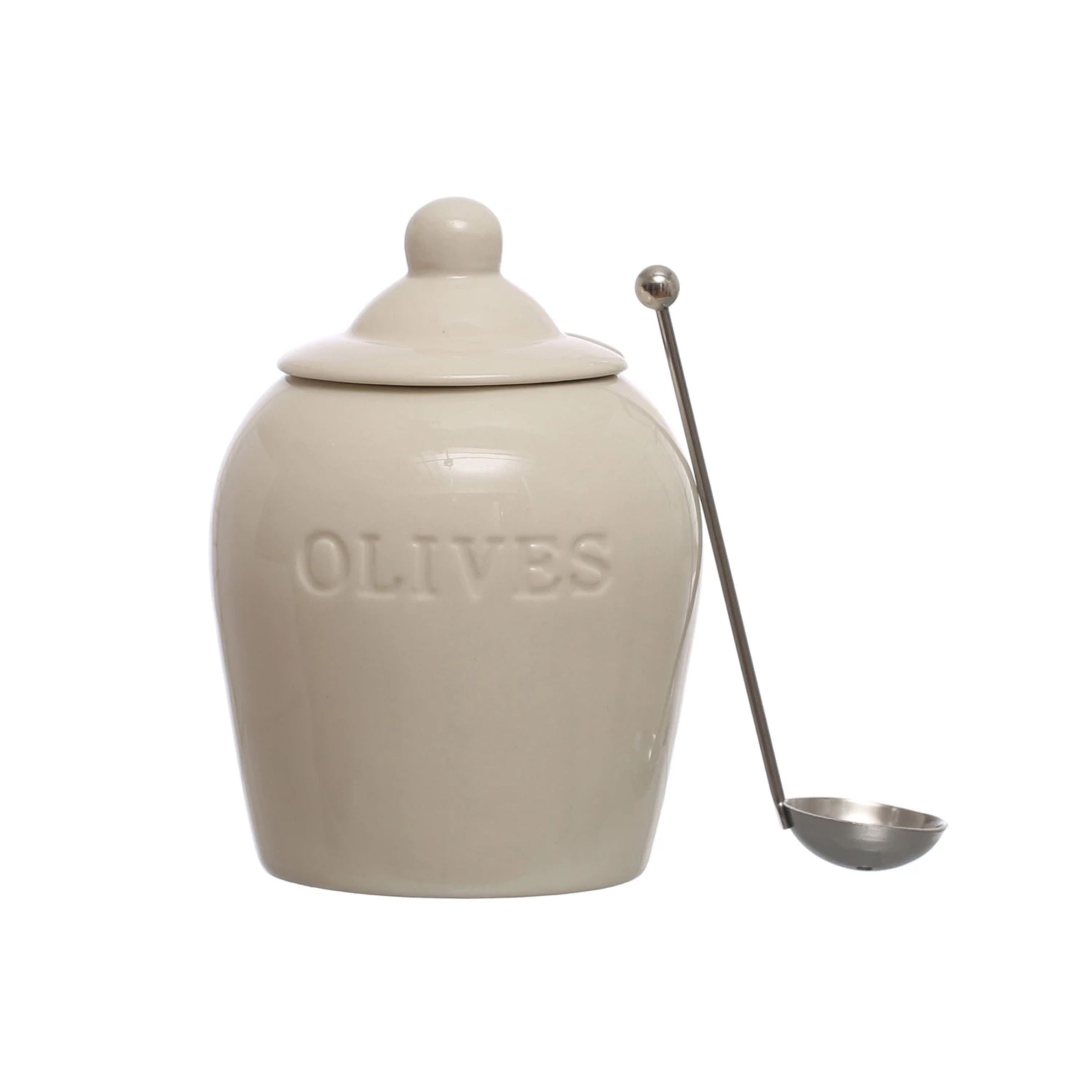 Olive Jar with Slotted Spoon