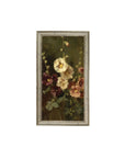 Late Summer Hollyhocks Framed Antique Art