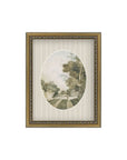 Oval Landscape with Cottages Framed Antique Art