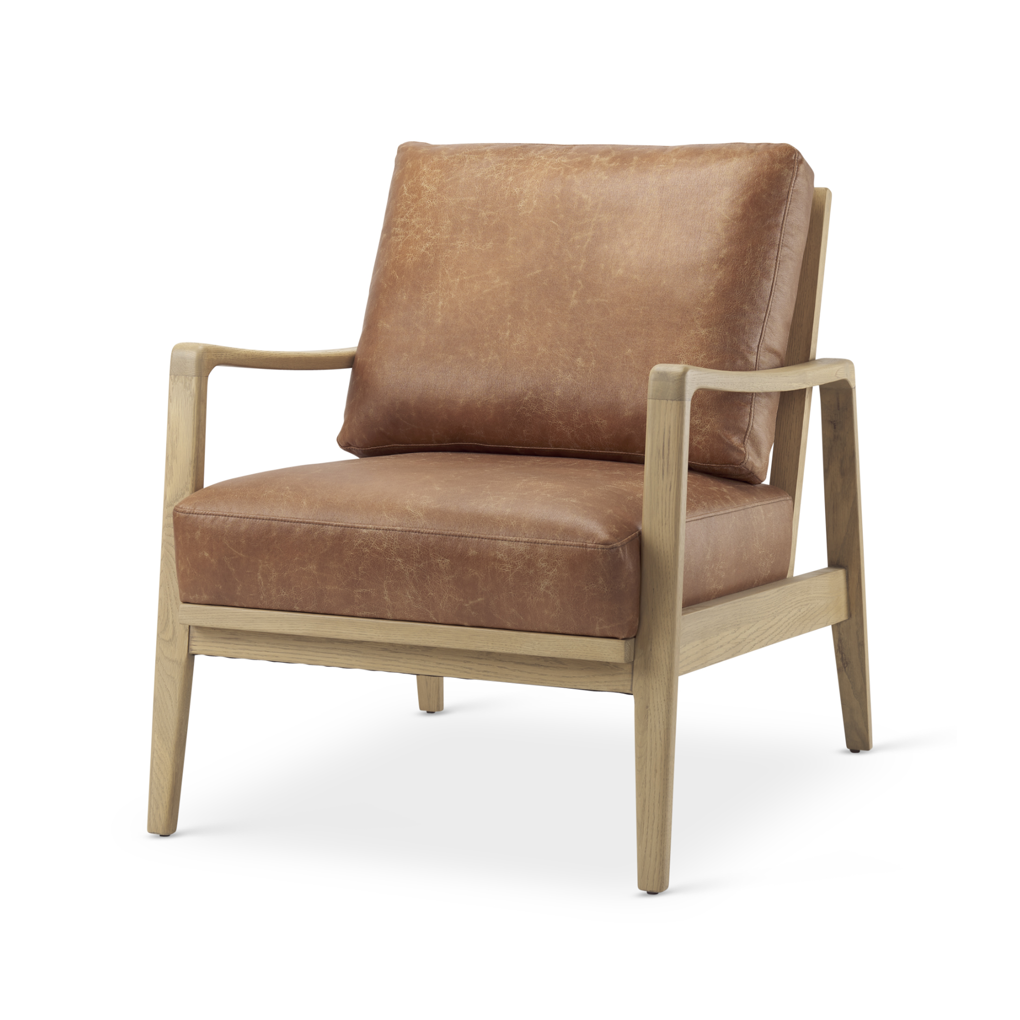 Raeleigh Accent Chair - Tan Faux Leather - AS - IS