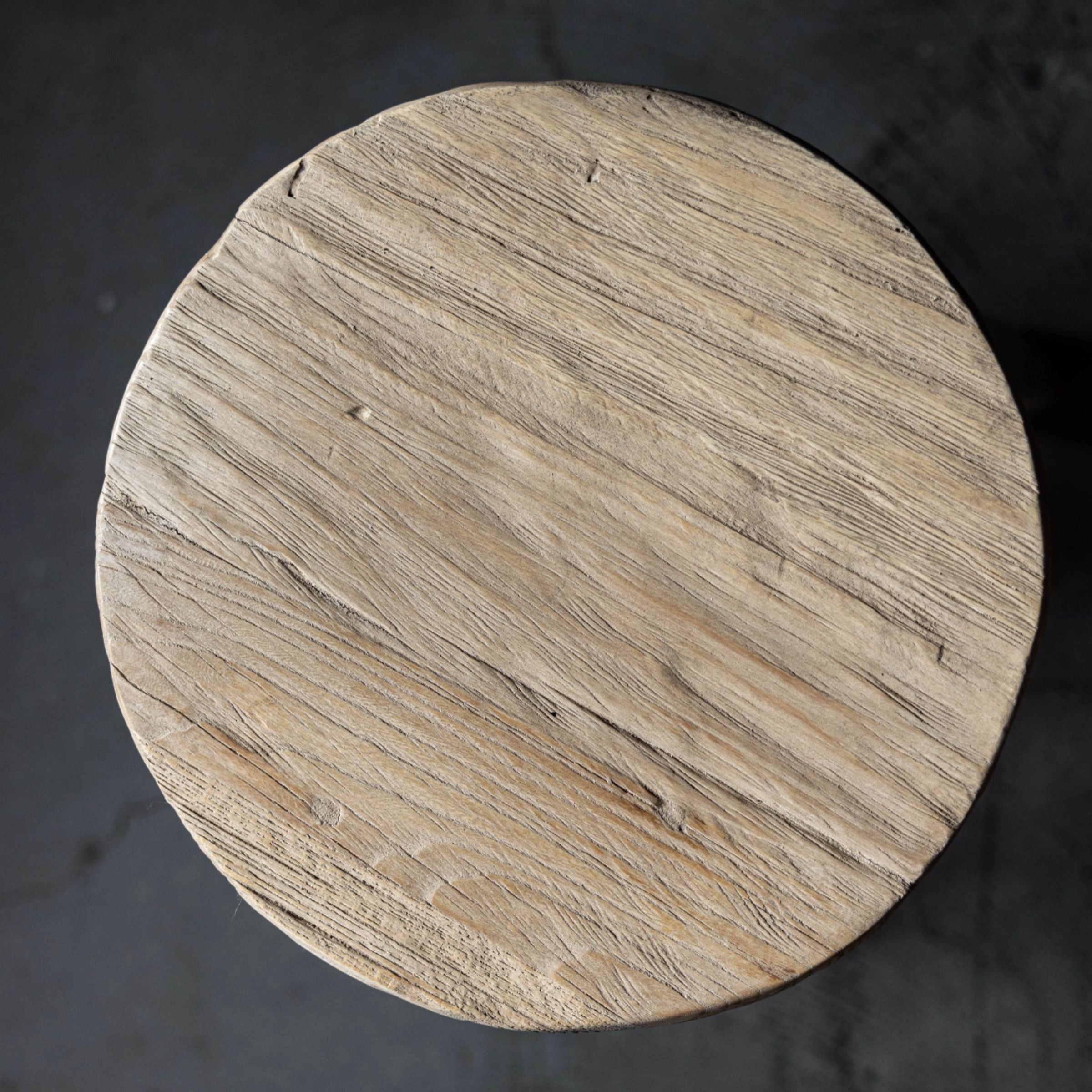 Reclaimed Elm Wood Round Stool