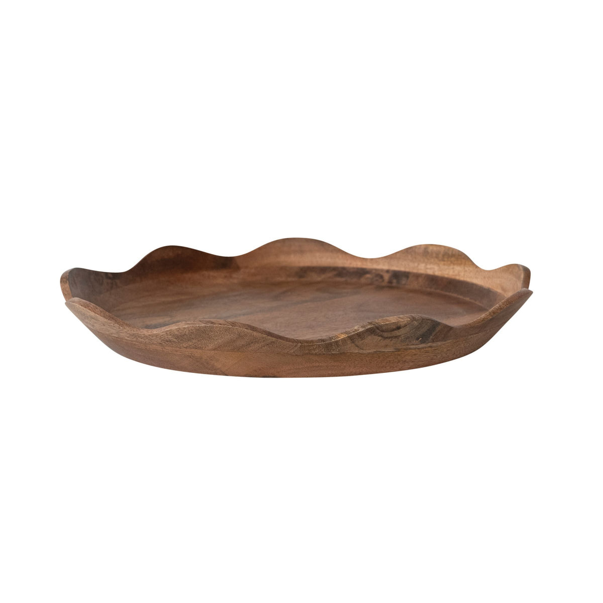 Round Wood Scalloped Tray