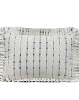 Ruffle Lumbar Embroidered Pillow | White + Olive