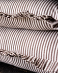 Ruffle Lumbar Striped Pillow | Brown