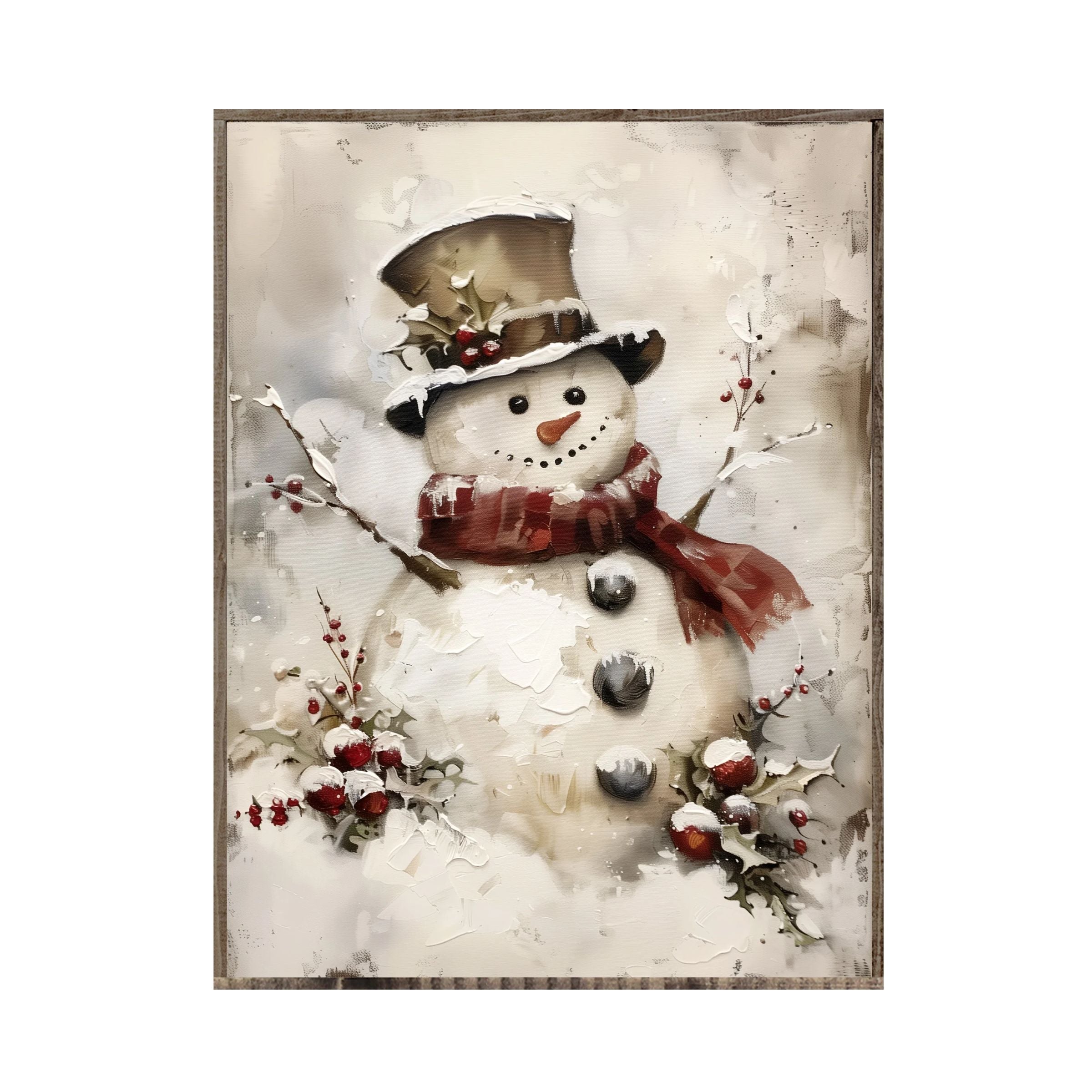 Snowman Vintage Print
