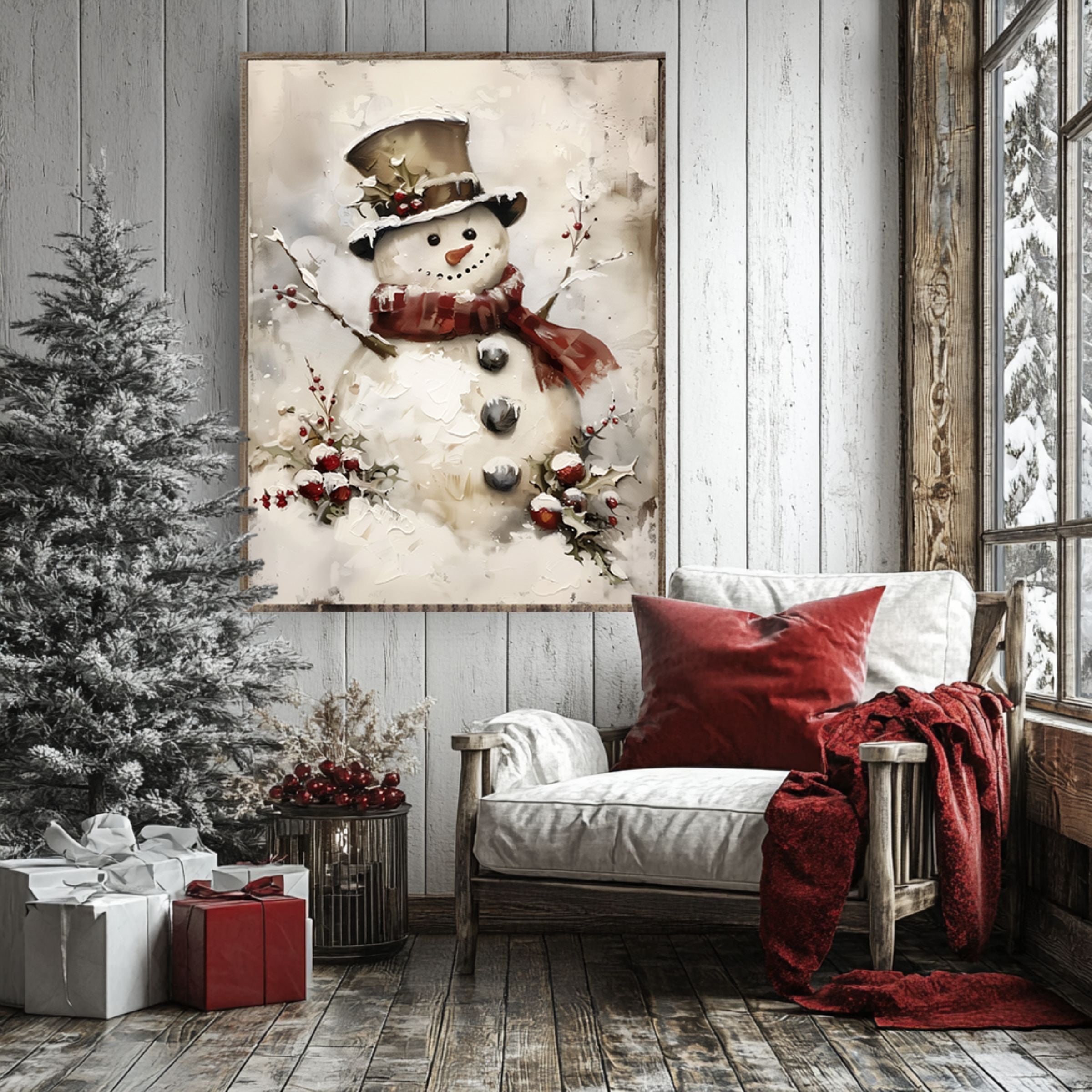 Snowman Vintage Print