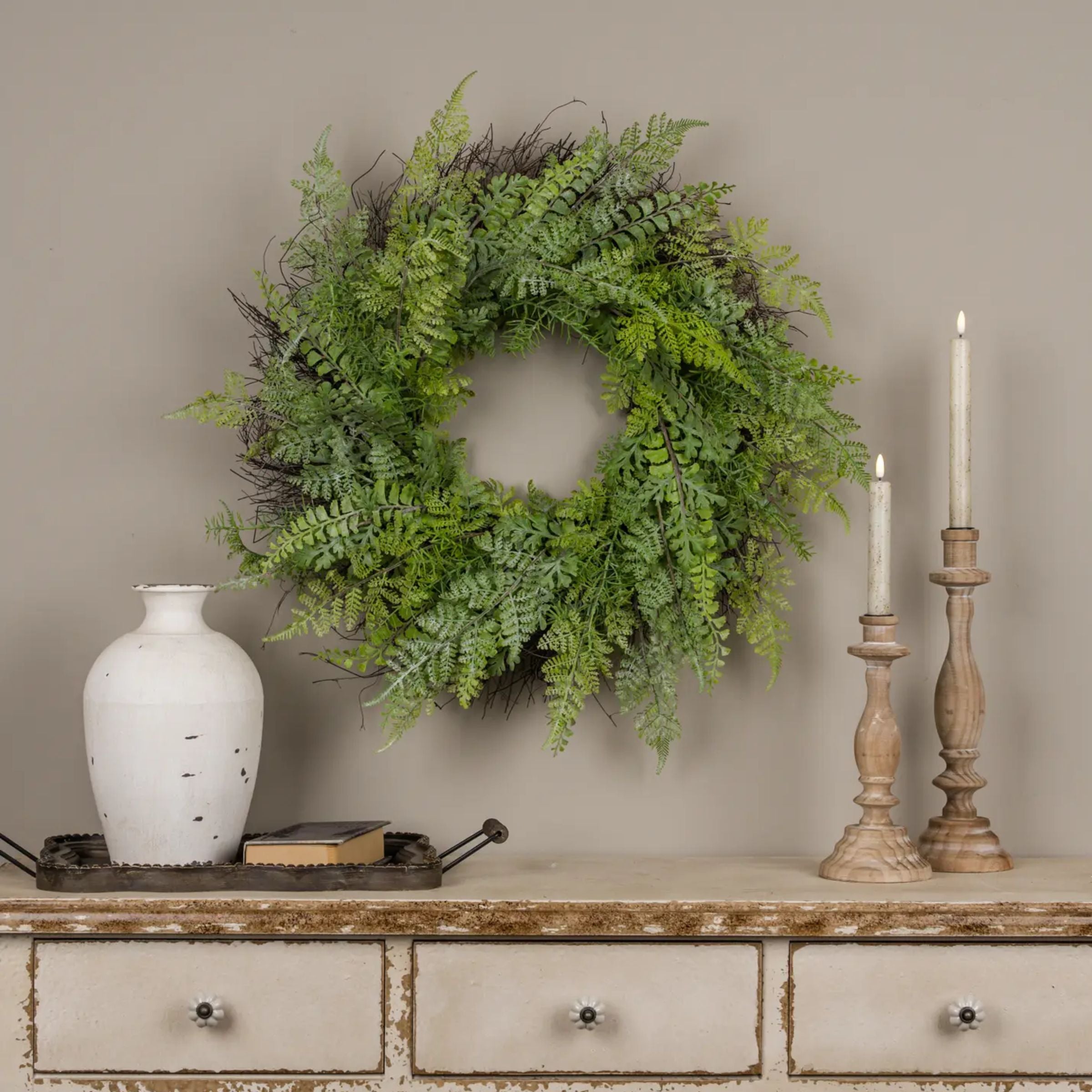 Soft Touch Mixed Fern Wreath
