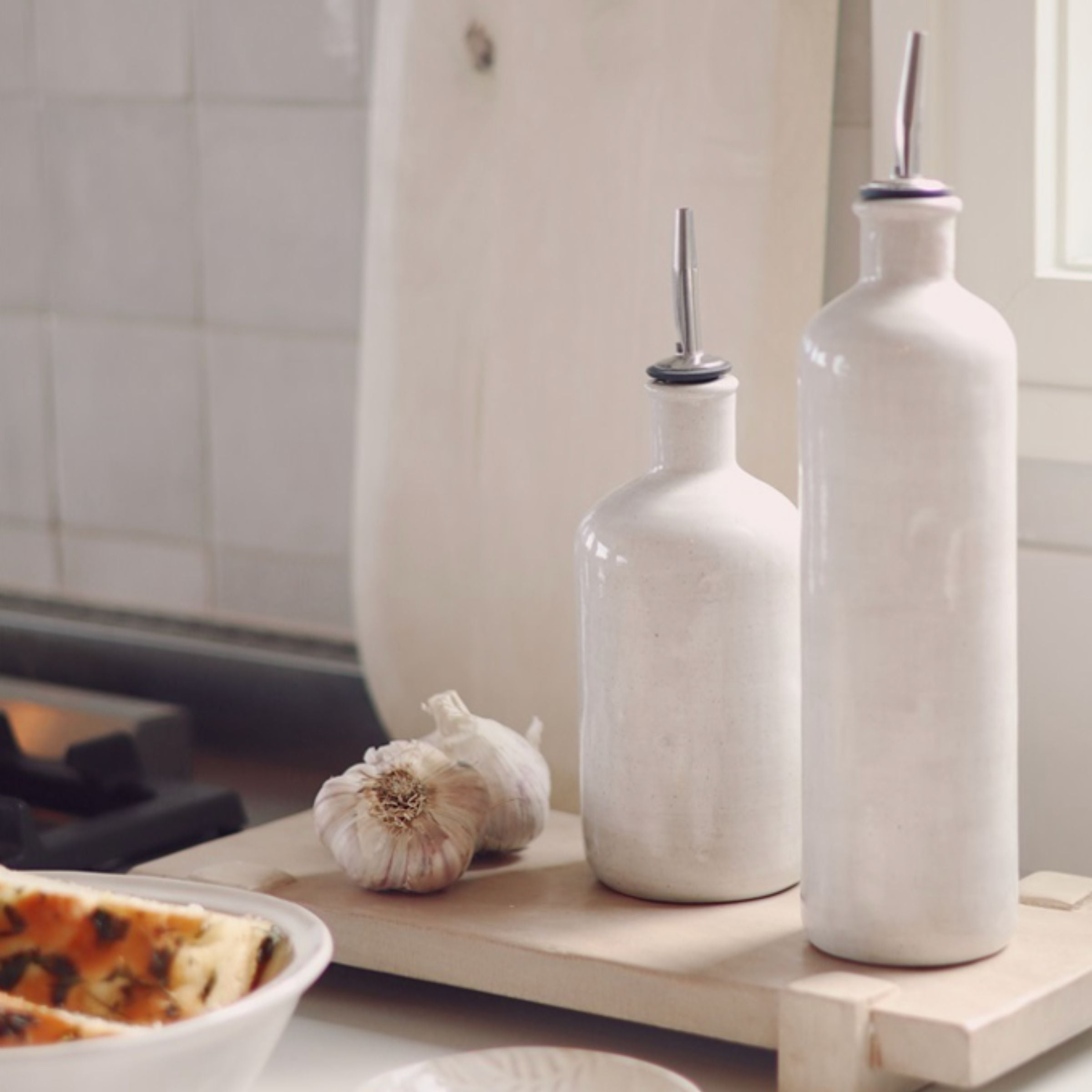 Stoneware Oil + Vinegar Cruet