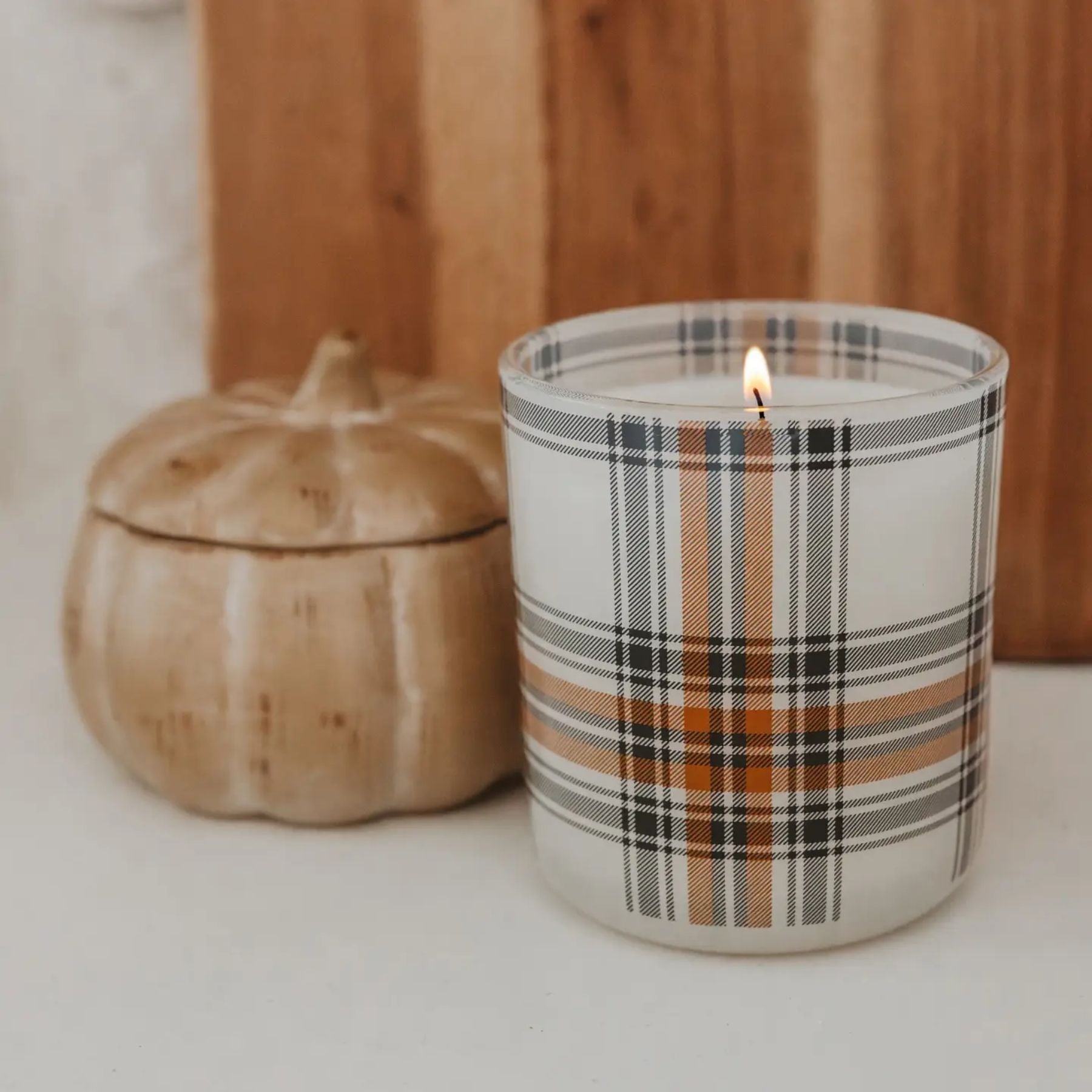 Hello Fall Plaid Boxed Candle